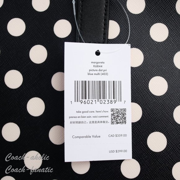 NWT Kate Spade K6844 Shore Street  Margareta Zip Top Tote in Polka Dot - Picture 6 of 10